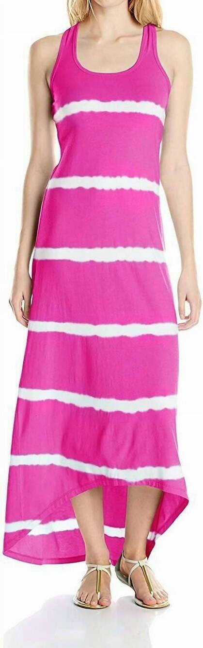 NEW SOYBU women's activewear tie dye striped maxi dress in amaryllis